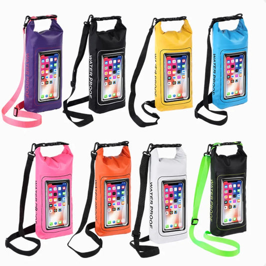 2L Swimming Waterproof Bag Outdoor Diving Compression Storage Bag PVC Pack Dry Mobile Phone Touch Screen Underwater Shoulder Bag